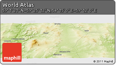 Physical Panoramic Map of the Area around 59° 13' 17" N, 58° 43' 30" E