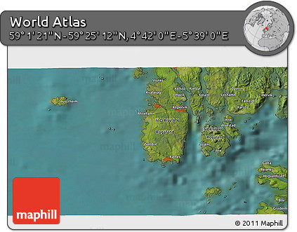 Satellite 3D Map of the Area around 59° 13' 17" N, 5° 10' 30" E