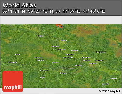 Satellite 3D Map of the Area around 59° 13' 17" N, 61° 16' 29" E