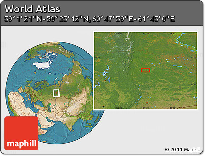 Satellite Location Map of the Area around 59° 13' 17" N, 61° 16' 29" E