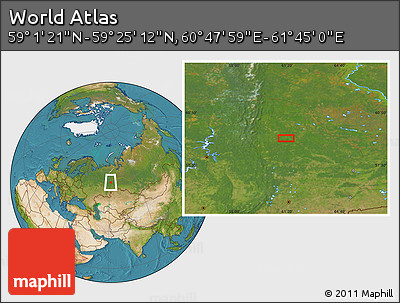 Satellite Location Map of the Area around 59° 13' 17" N, 61° 16' 29" E