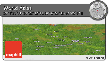 Satellite Panoramic Map of the Area around 59° 13' 17" N, 61° 16' 29" E