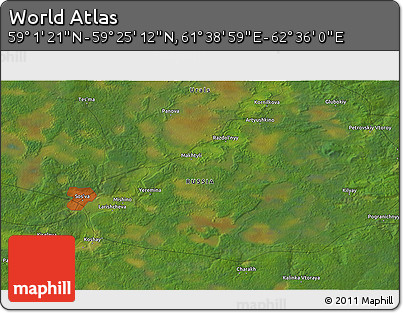 Satellite 3D Map of the Area around 59° 13' 17" N, 62° 7' 30" E