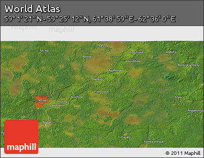Satellite 3D Map of the Area around 59° 13' 17" N, 62° 7' 30" E