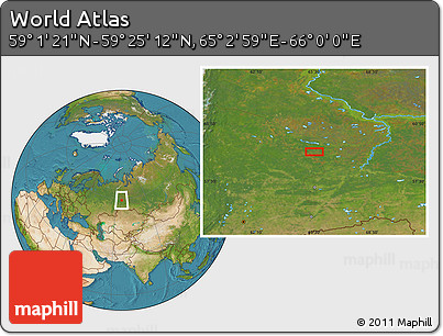 Satellite Location Map of the Area around 59° 13' 17" N, 65° 31' 30" E