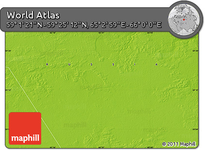 Physical Map of the Area around 59° 13' 17" N, 65° 31' 30" E