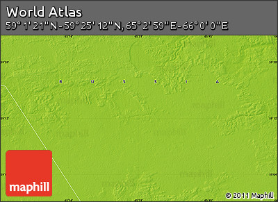 Physical Map of the Area around 59° 13' 17" N, 65° 31' 30" E
