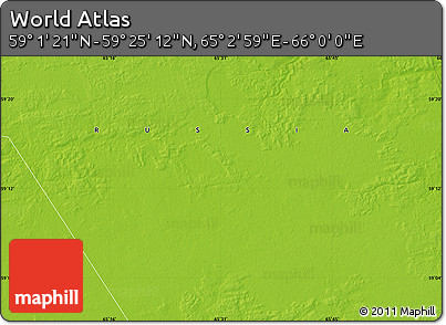 Physical Map of the Area around 59° 13' 17" N, 65° 31' 30" E