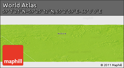 Physical Panoramic Map of the Area around 59° 13' 17" N, 65° 31' 30" E