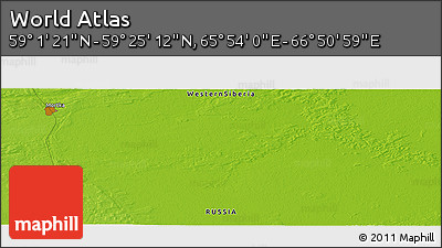 Physical Panoramic Map of the Area around 59° 13' 17" N, 66° 22' 30" E