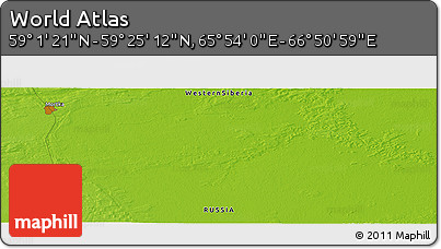 Physical Panoramic Map of the Area around 59° 13' 17" N, 66° 22' 30" E