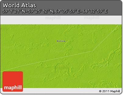 Physical 3D Map of the Area around 59° 13' 17" N, 68° 4' 29" E