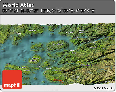 Satellite 3D Map of the Area around 59° 13' 17" N, 6° 1' 30" E