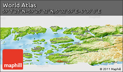 Physical Panoramic Map of the Area around 59° 13' 17" N, 6° 1' 30" E