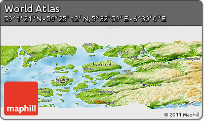 Physical Panoramic Map of the Area around 59° 13' 17" N, 6° 1' 30" E