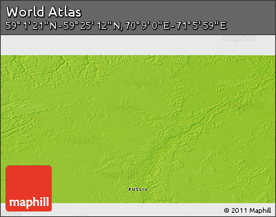 Physical 3D Map of the Area around 59° 13' 17" N, 70° 37' 30" E