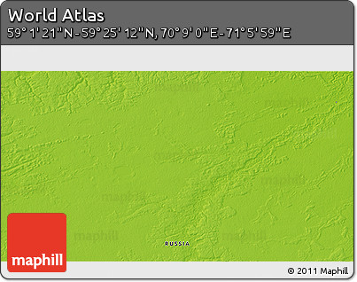 Physical 3D Map of the Area around 59° 13' 17" N, 70° 37' 30" E