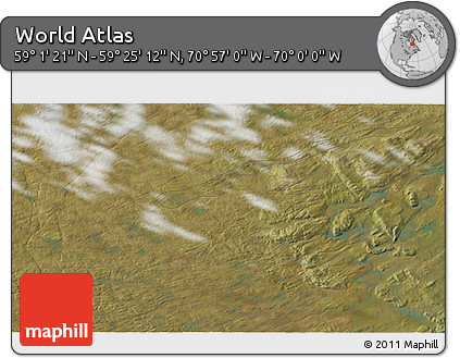 Satellite 3D Map of the Area around 59° 13' 17" N, 70° 28' 29" W