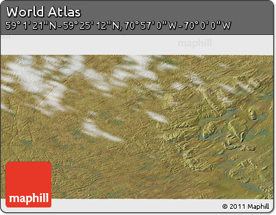 Satellite 3D Map of the Area around 59° 13' 17" N, 70° 28' 29" W