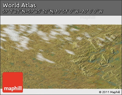 Satellite 3D Map of the Area around 59° 13' 17" N, 70° 28' 29" W