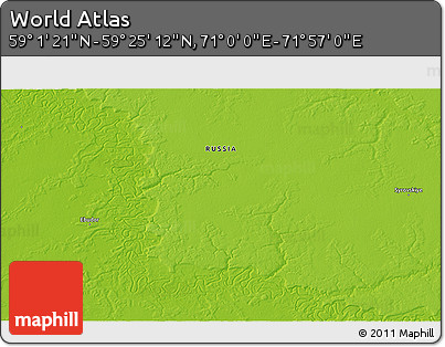 Physical 3D Map of the Area around 59° 13' 17" N, 71° 28' 29" E