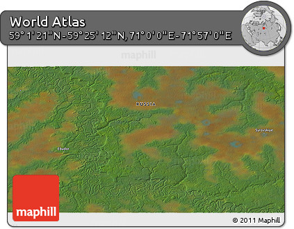 Satellite 3D Map of the Area around 59° 13' 17" N, 71° 28' 29" E