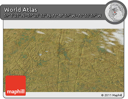 Satellite 3D Map of the Area around 59° 13' 17" N, 71° 19' 29" W