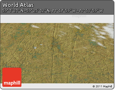 Satellite 3D Map of the Area around 59° 13' 17" N, 71° 19' 29" W
