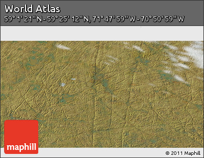 Satellite 3D Map of the Area around 59° 13' 17" N, 71° 19' 29" W