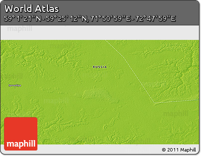 Physical 3D Map of the Area around 59° 13' 17" N, 72° 19' 29" E