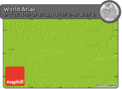 Physical Map of the Area around 59° 13' 17" N, 72° 19' 29" E