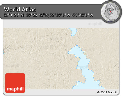 Shaded Relief 3D Map of the Area around 59° 13' 17" N, 72° 10' 30" W