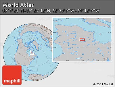 Gray Location Map of the Area around 59° 13' 17" N, 72° 10' 30" W