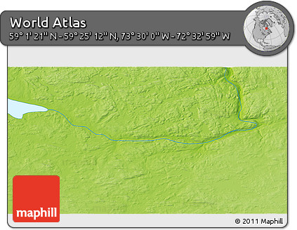 Physical 3D Map of the Area around 59° 13' 17" N, 73° 1' 30" W