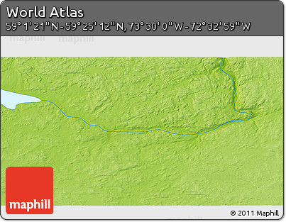 Physical 3D Map of the Area around 59° 13' 17" N, 73° 1' 30" W