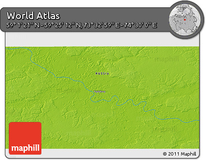 Physical 3D Map of the Area around 59° 13' 17" N, 74° 1' 30" E