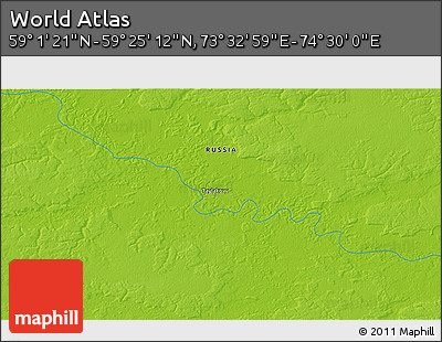 Physical 3D Map of the Area around 59° 13' 17" N, 74° 1' 30" E