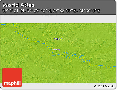 Physical 3D Map of the Area around 59° 13' 17" N, 74° 1' 30" E