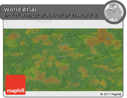 Satellite 3D Map of the Area around 59° 13' 17" N, 74° 1' 30" E