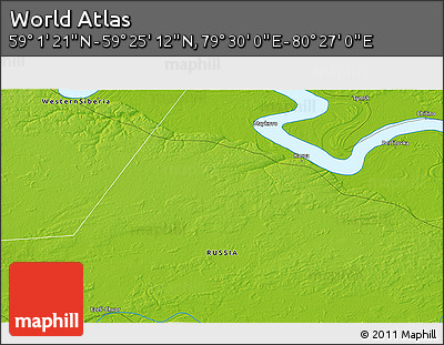 Physical 3D Map of the Area around 59° 13' 17" N, 79° 58' 29" E