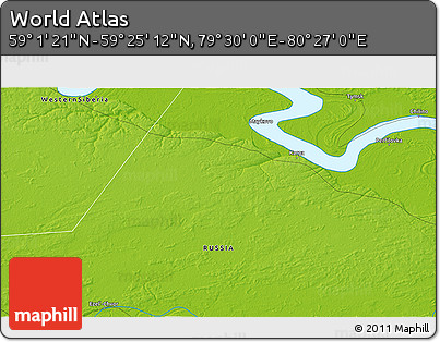 Physical 3D Map of the Area around 59° 13' 17" N, 79° 58' 29" E