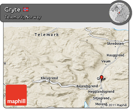 Shaded Relief 3D Map of Gryte