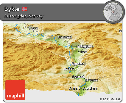 Physical Panoramic Map of Bykle