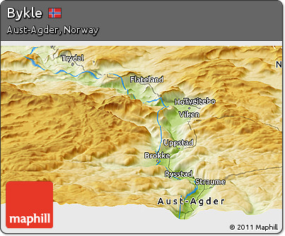 Physical Panoramic Map of Bykle
