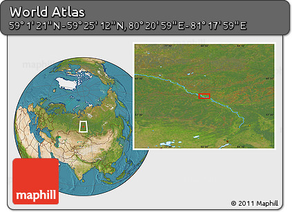 Satellite Location Map of the Area around 59° 13' 17" N, 80° 49' 29" E