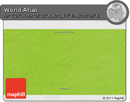Physical 3D Map of the Area around 59° 13' 17" N, 83° 22' 30" E