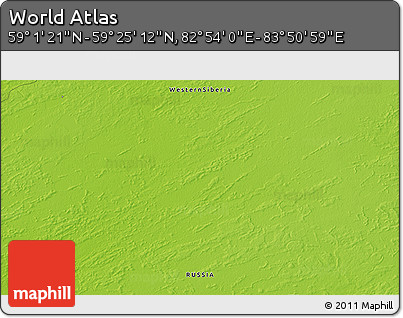 Physical 3D Map of the Area around 59° 13' 17" N, 83° 22' 30" E