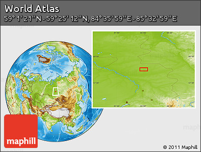 Physical Location Map of the Area around 59° 13' 17" N, 85° 4' 29" E