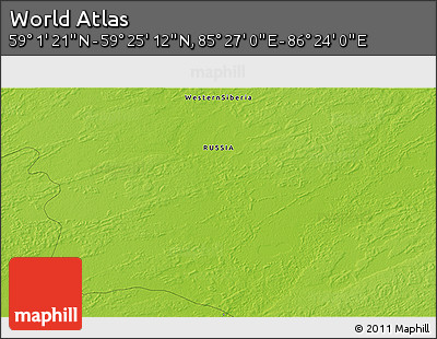 Physical 3D Map of the Area around 59° 13' 17" N, 85° 55' 30" E