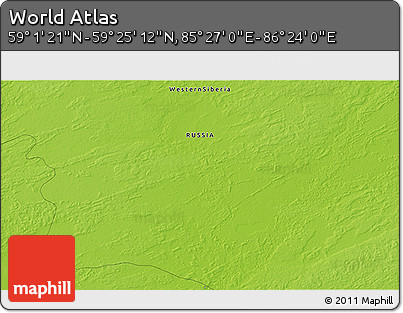 Physical 3D Map of the Area around 59° 13' 17" N, 85° 55' 30" E